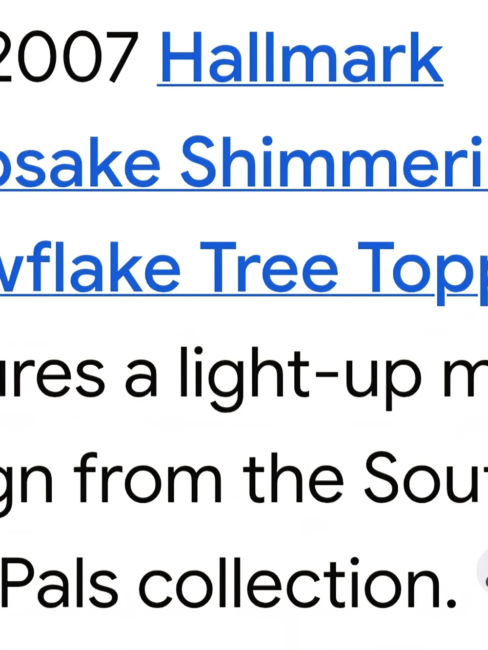Hallmark 2007 Keepsake Shimmering Snowflake Tree Topper South Pole Pals - NIB